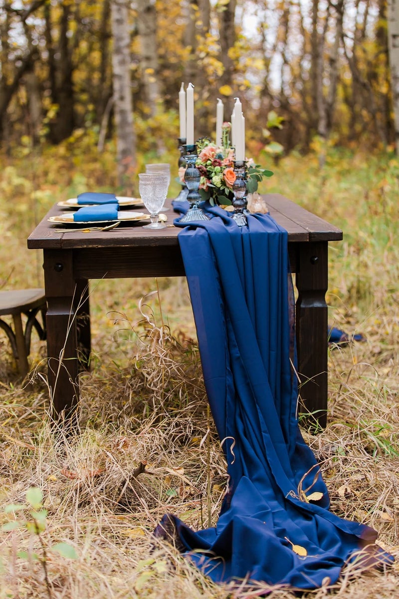 B.Cool B-COOL Blue Table Runners Chiffon Table Runner 27x120 inch Wedding Table Runner Soft Farbic for Wedding Holiday Thanksgiving Day Christmas Decoration Navy Blue - Image 5